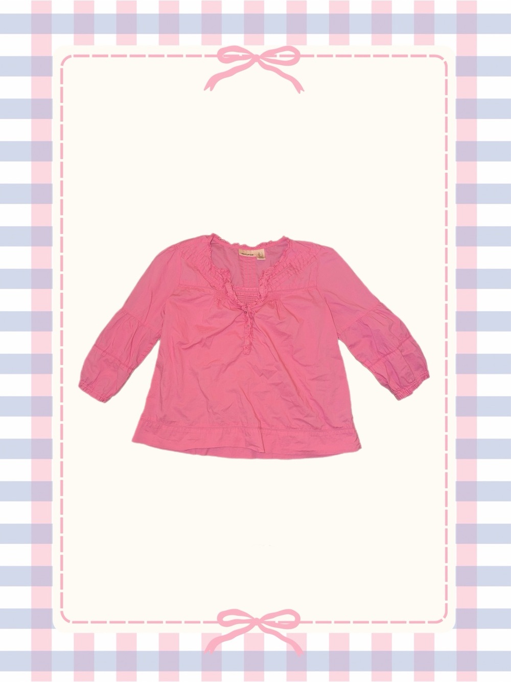 DKNY Jeans - Pink Babydoll Ruffle-Trim Blouse